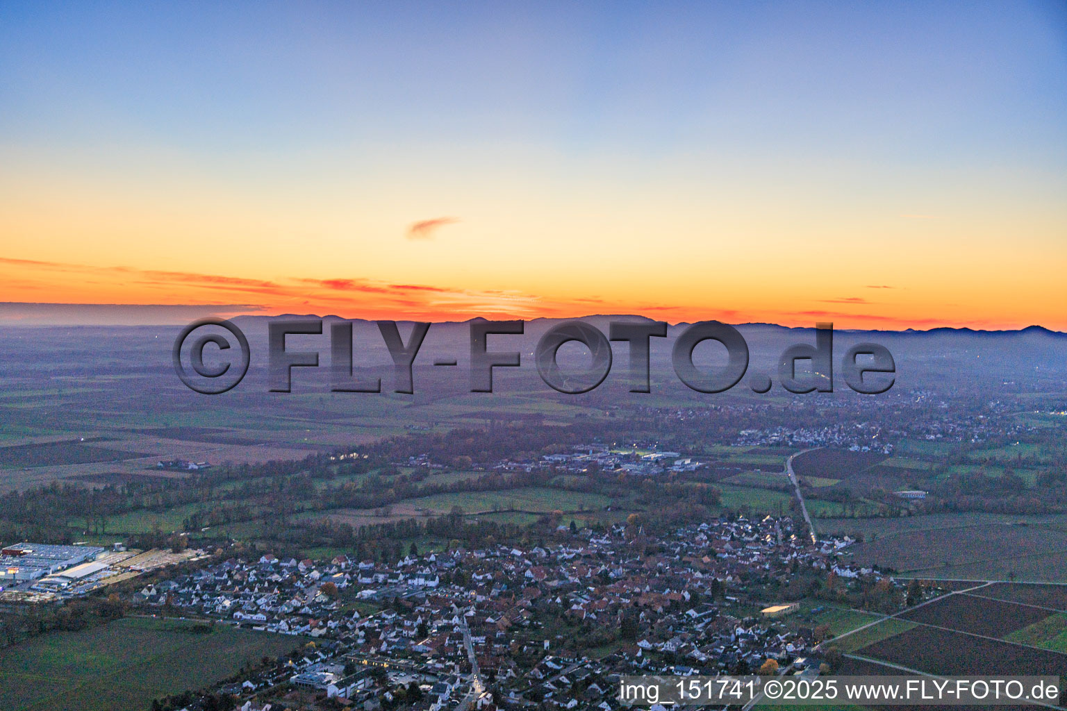 Main street in the evening in Rohrbach in the state Rhineland-Palatinate, Germany