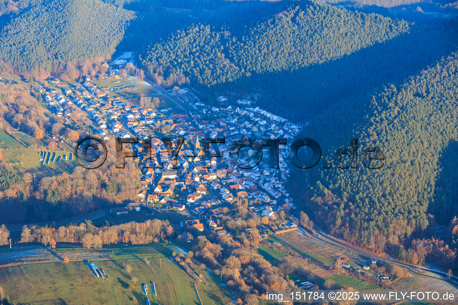 From the west in Vorderweidenthal in the state Rhineland-Palatinate, Germany