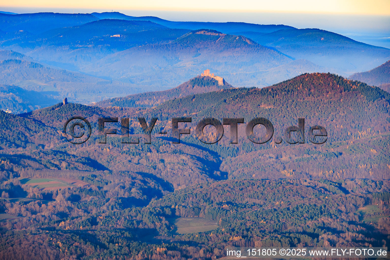 Rehberg Tower and Trifels Castle in Annweiler am Trifels in the state Rhineland-Palatinate, Germany