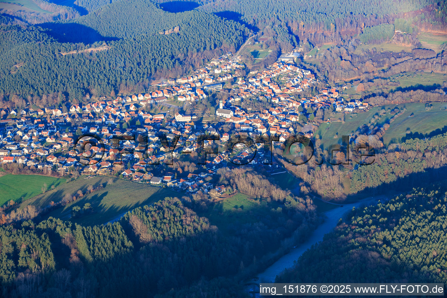 Oblique view of From the southwest in Busenberg in the state Rhineland-Palatinate, Germany