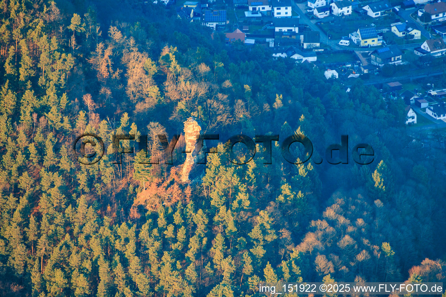 Aerial photograpy of Kriemhildenstein in the district Gossersweiler in Gossersweiler-Stein in the state Rhineland-Palatinate, Germany