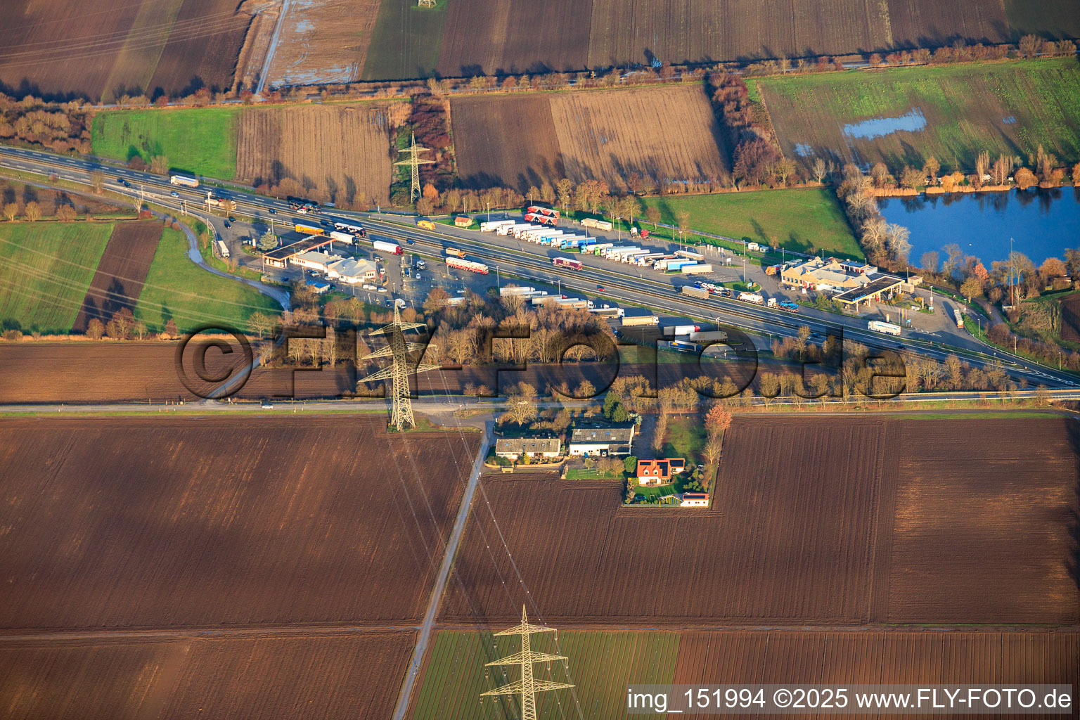 Dannstadt rest area on the A61 motorway in Schifferstadt in the state Rhineland-Palatinate, Germany