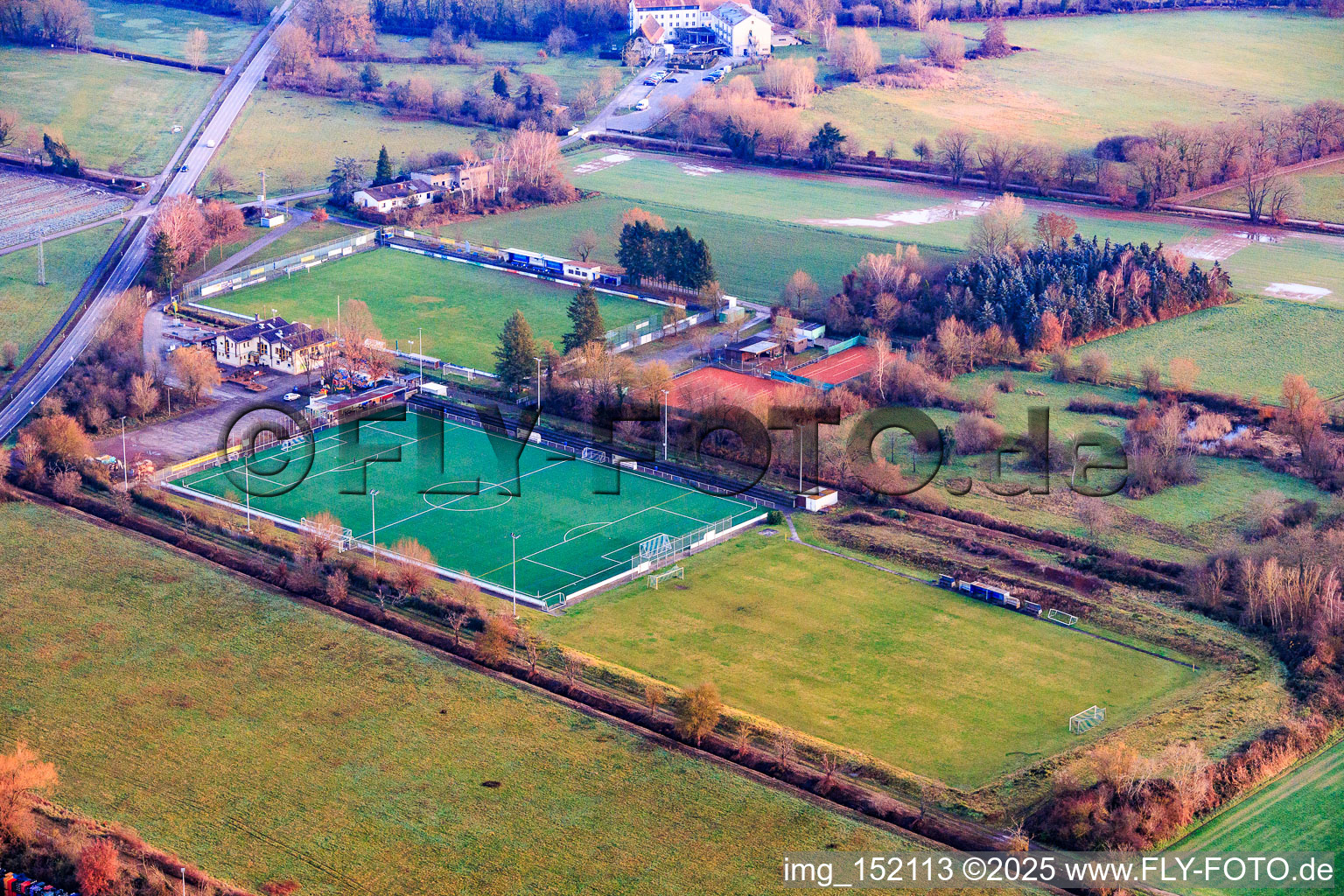 Sports grounds of TB Jahn 1896 eV and TC '86 eV in Zeiskam in the state Rhineland-Palatinate, Germany out of the air