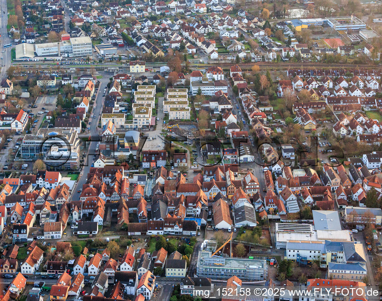 Construction pit for the expansion of the residential complex in the city center in Kandel in the state Rhineland-Palatinate, Germany