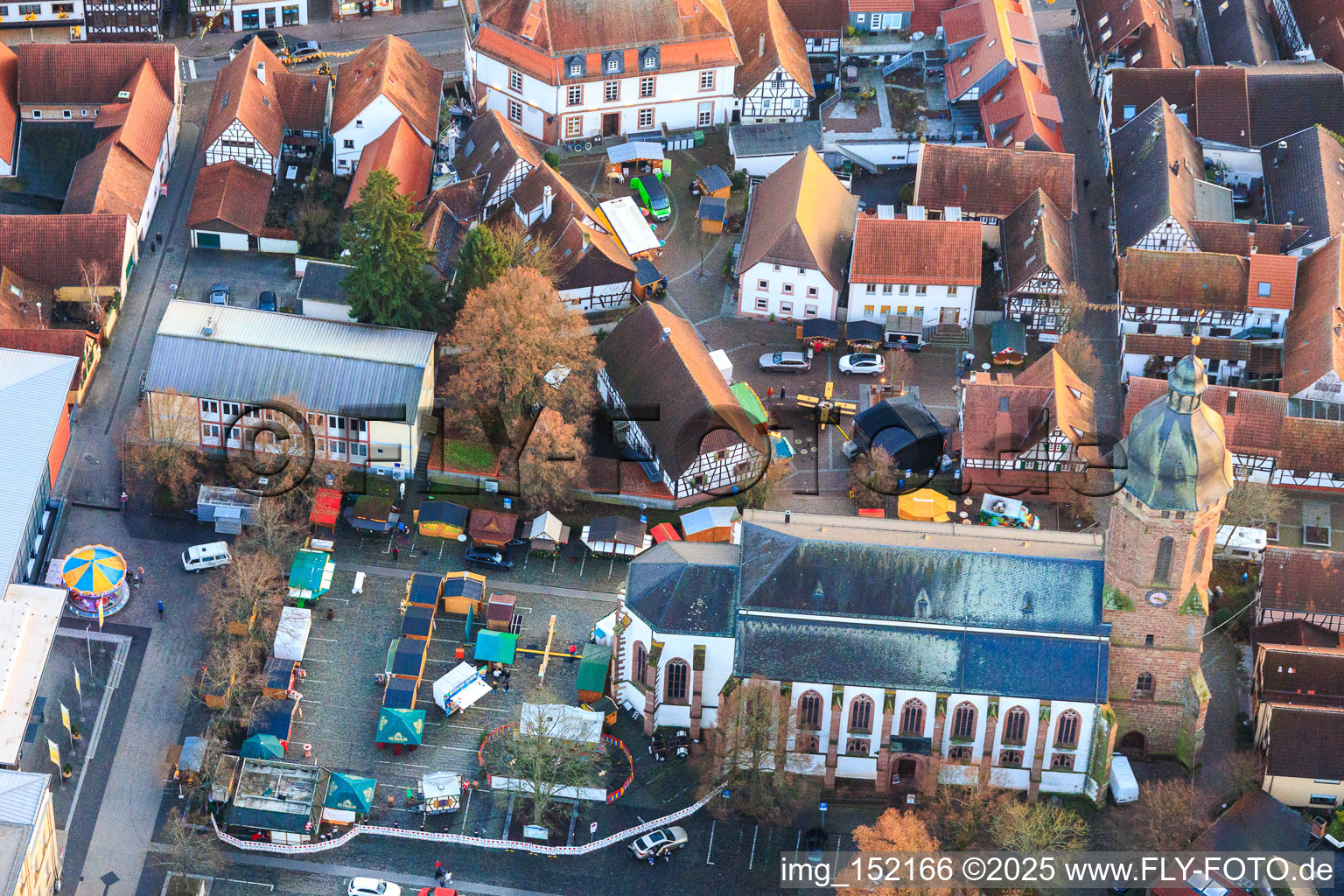 Christmas market on the market square in Kandel in the state Rhineland-Palatinate, Germany