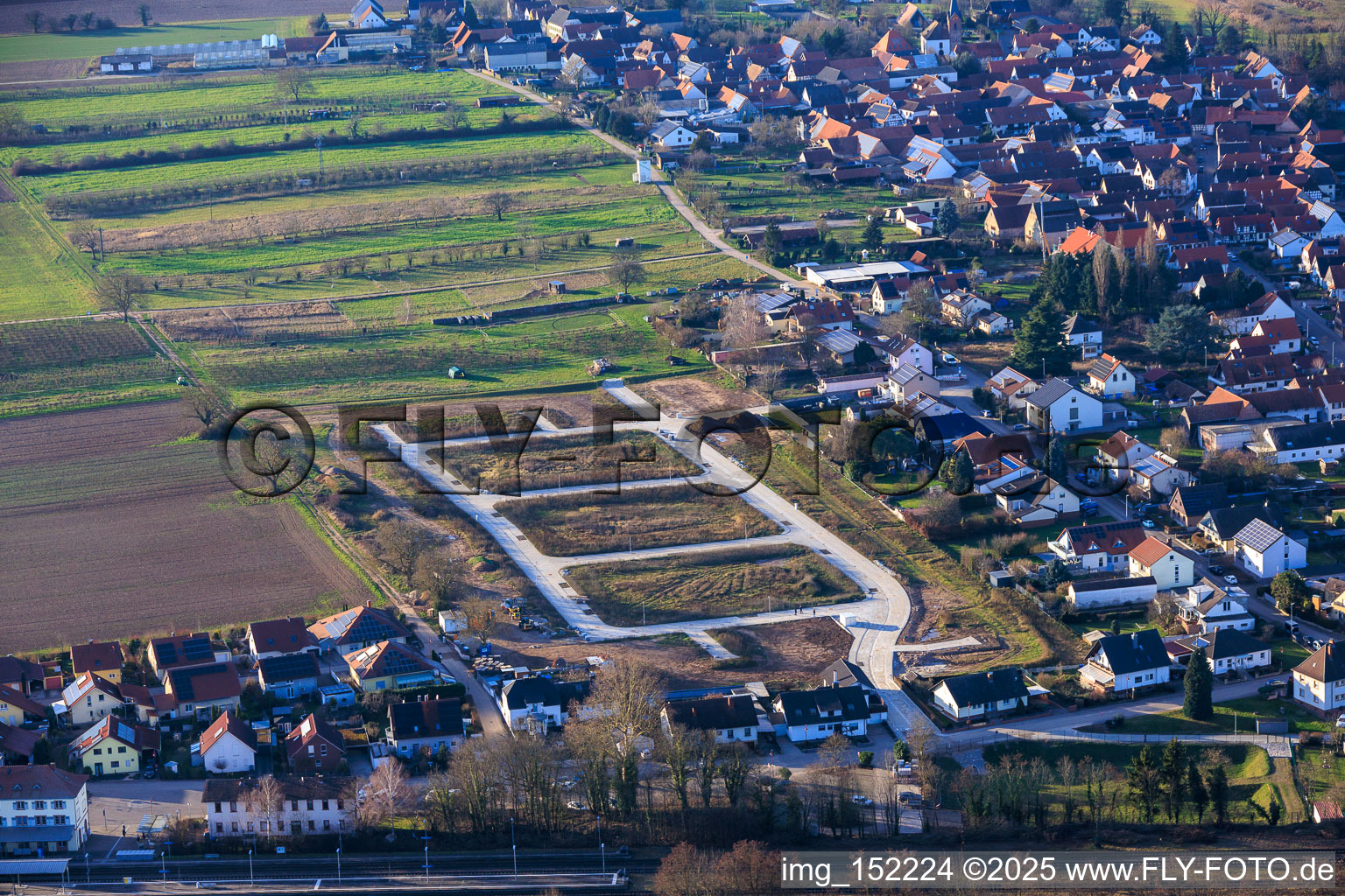 Developed new residential area Im Kirschgarten in Winden in the state Rhineland-Palatinate, Germany