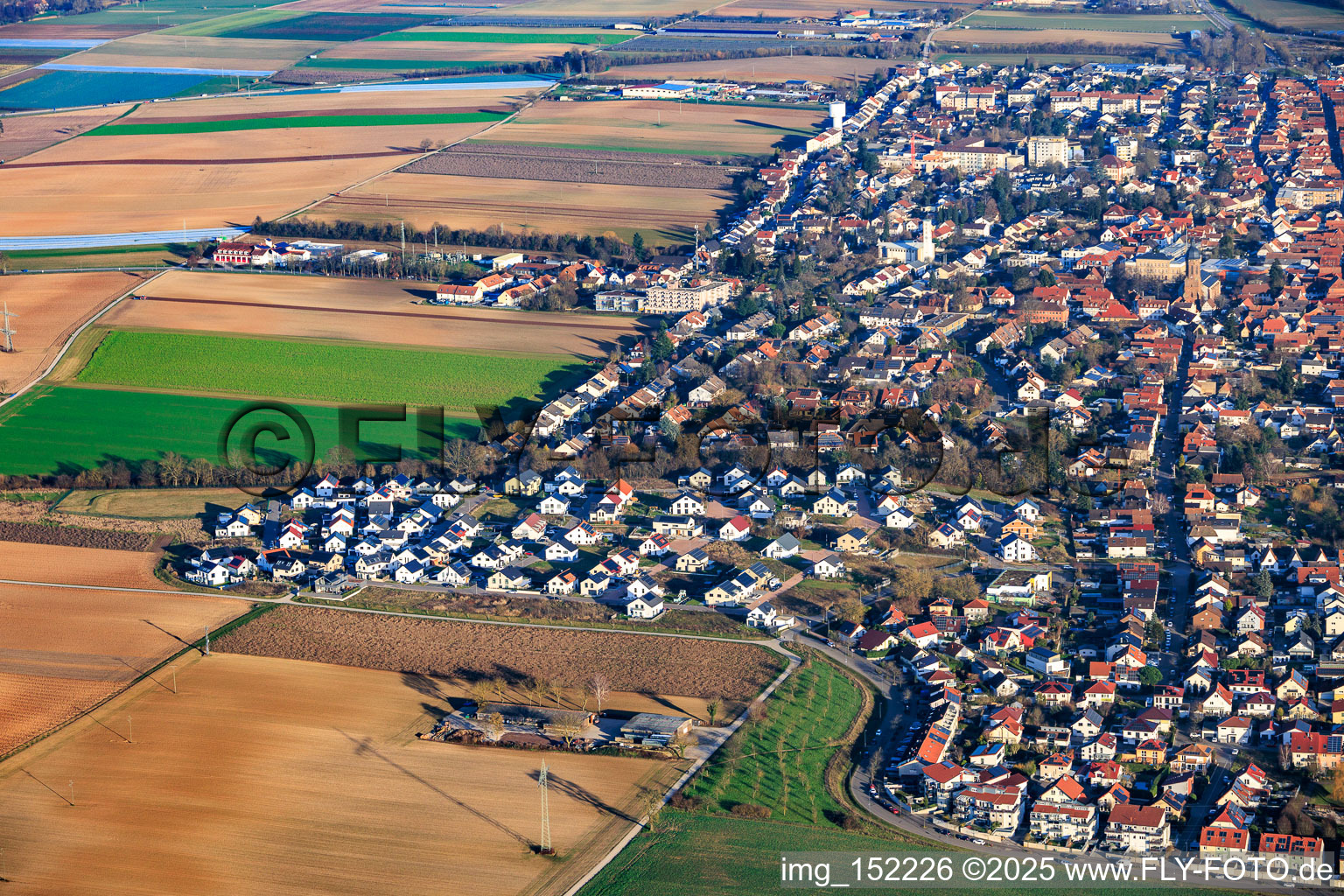Aerial photograpy of New development area K2 from the west in Kandel in the state Rhineland-Palatinate, Germany