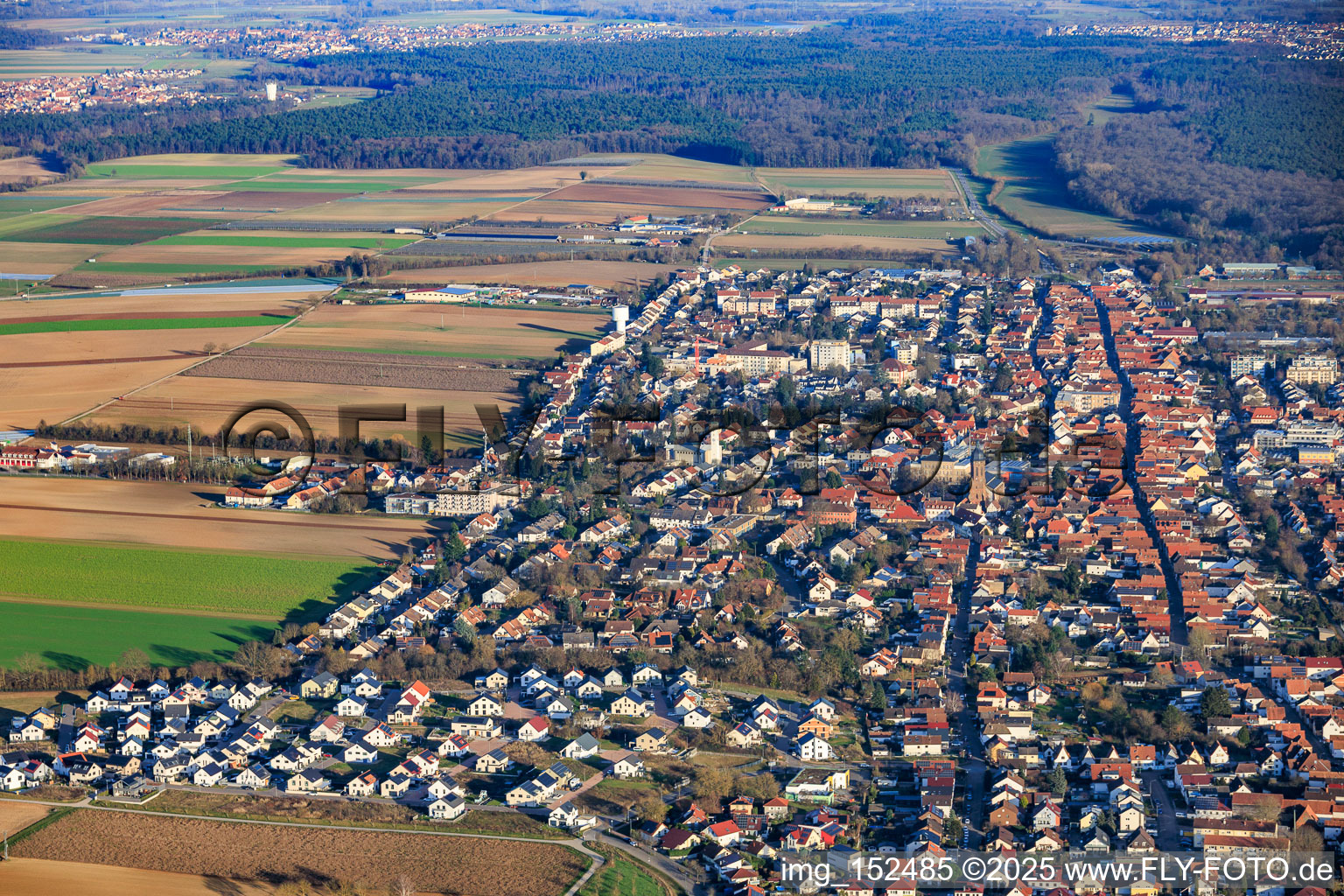 Oblique view of New development area K2 from the west in Kandel in the state Rhineland-Palatinate, Germany