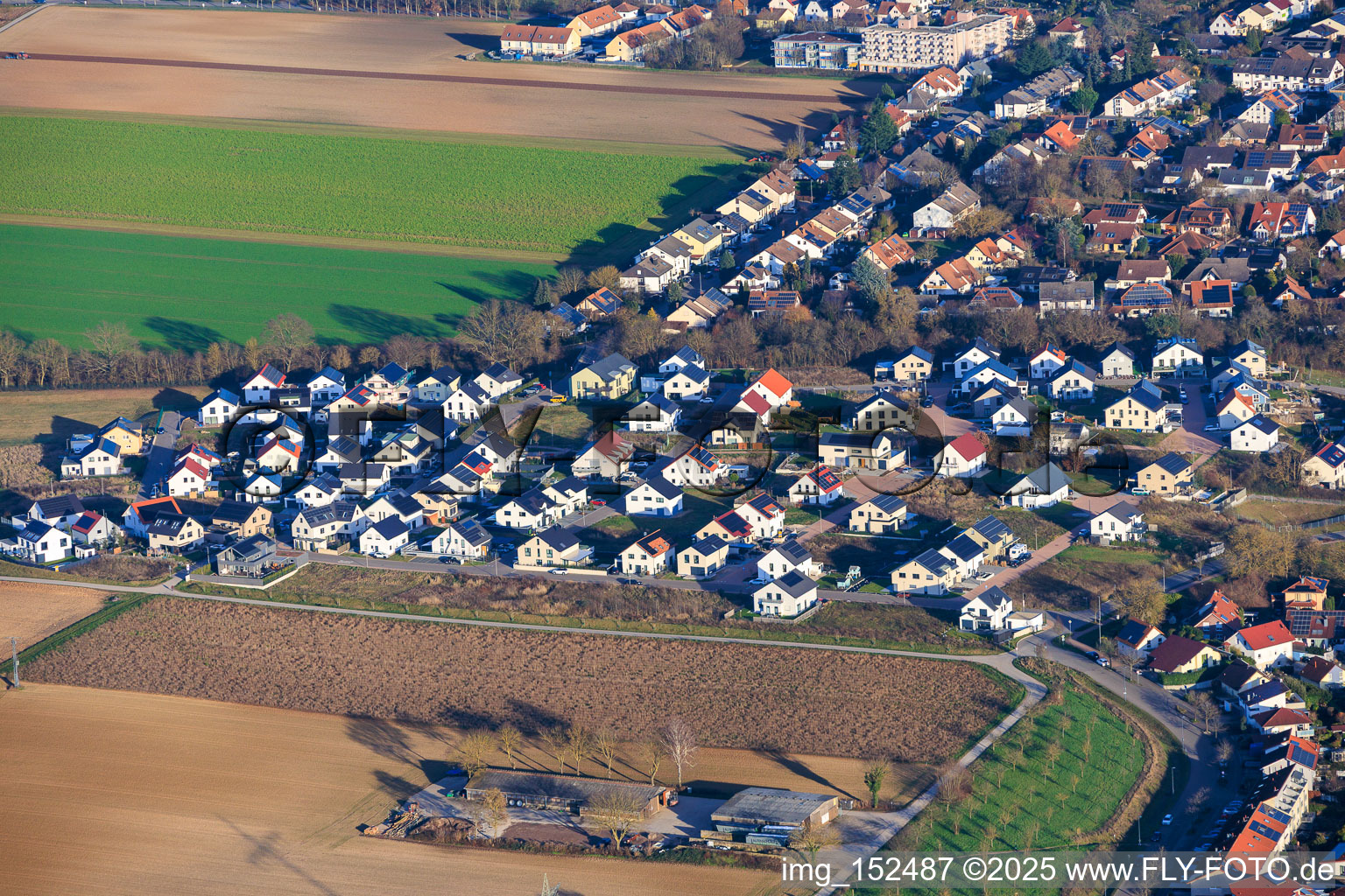 New development area K2 from the west in Kandel in the state Rhineland-Palatinate, Germany from above
