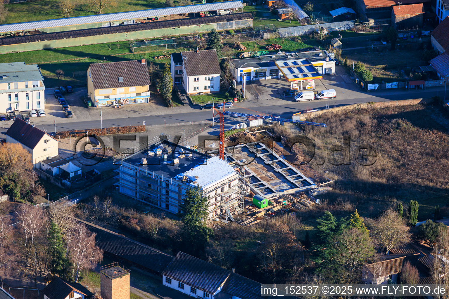 Construction site for apartment buildings on Neue Landstraße in Rülzheim in the state Rhineland-Palatinate, Germany
