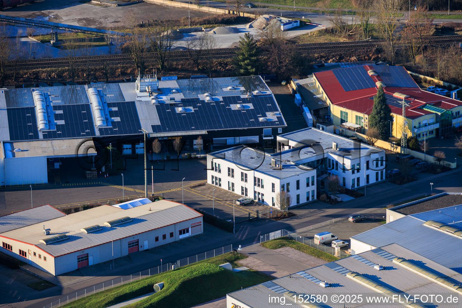 Aerial view of RelineEurope GmbH in Wörth am Rhein in the state Rhineland-Palatinate, Germany