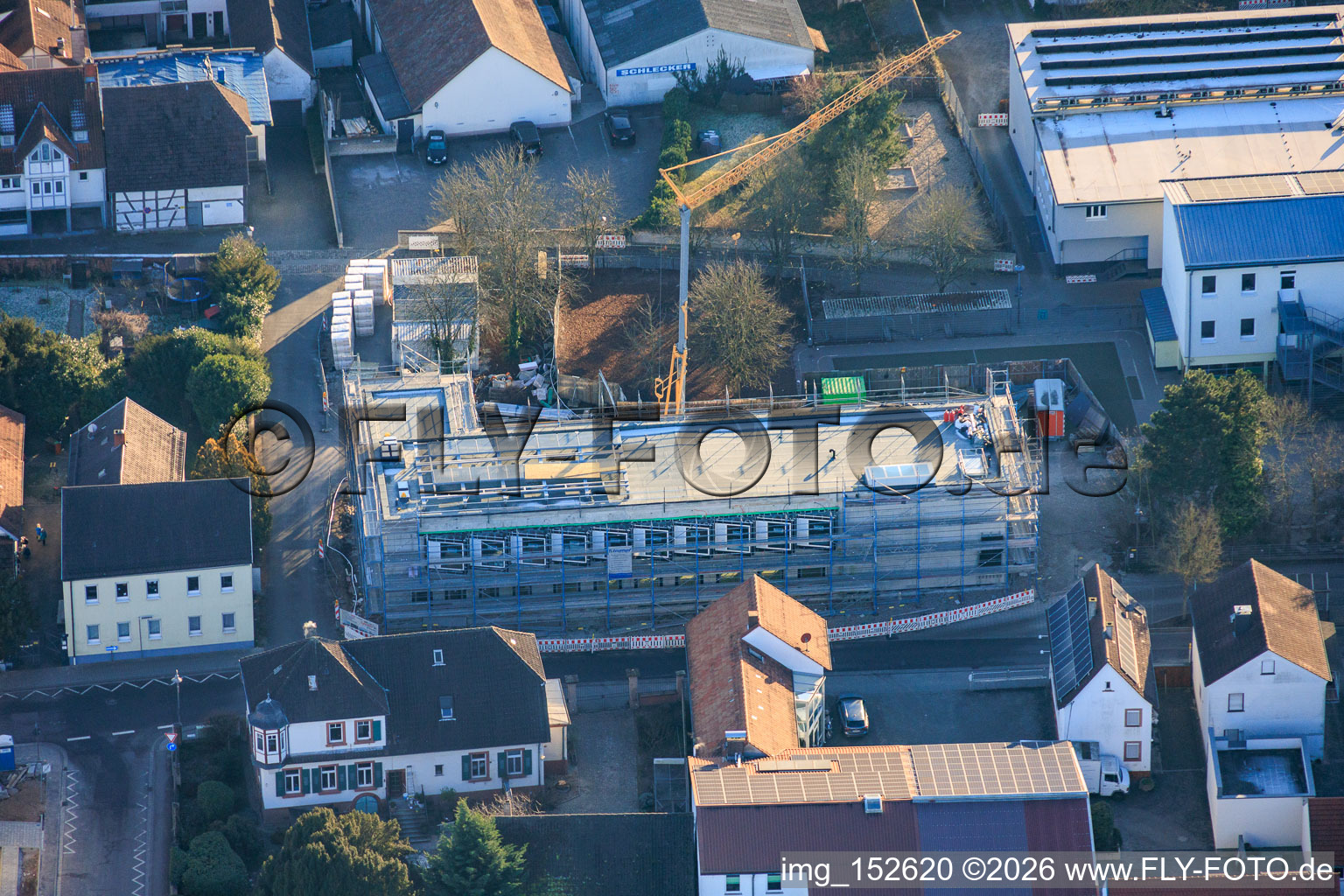 Construction site for the new cafeteria at the Ludwig-Riedinger Elementary School in Wörth am Rhein in the state Rhineland-Palatinate, Germany
