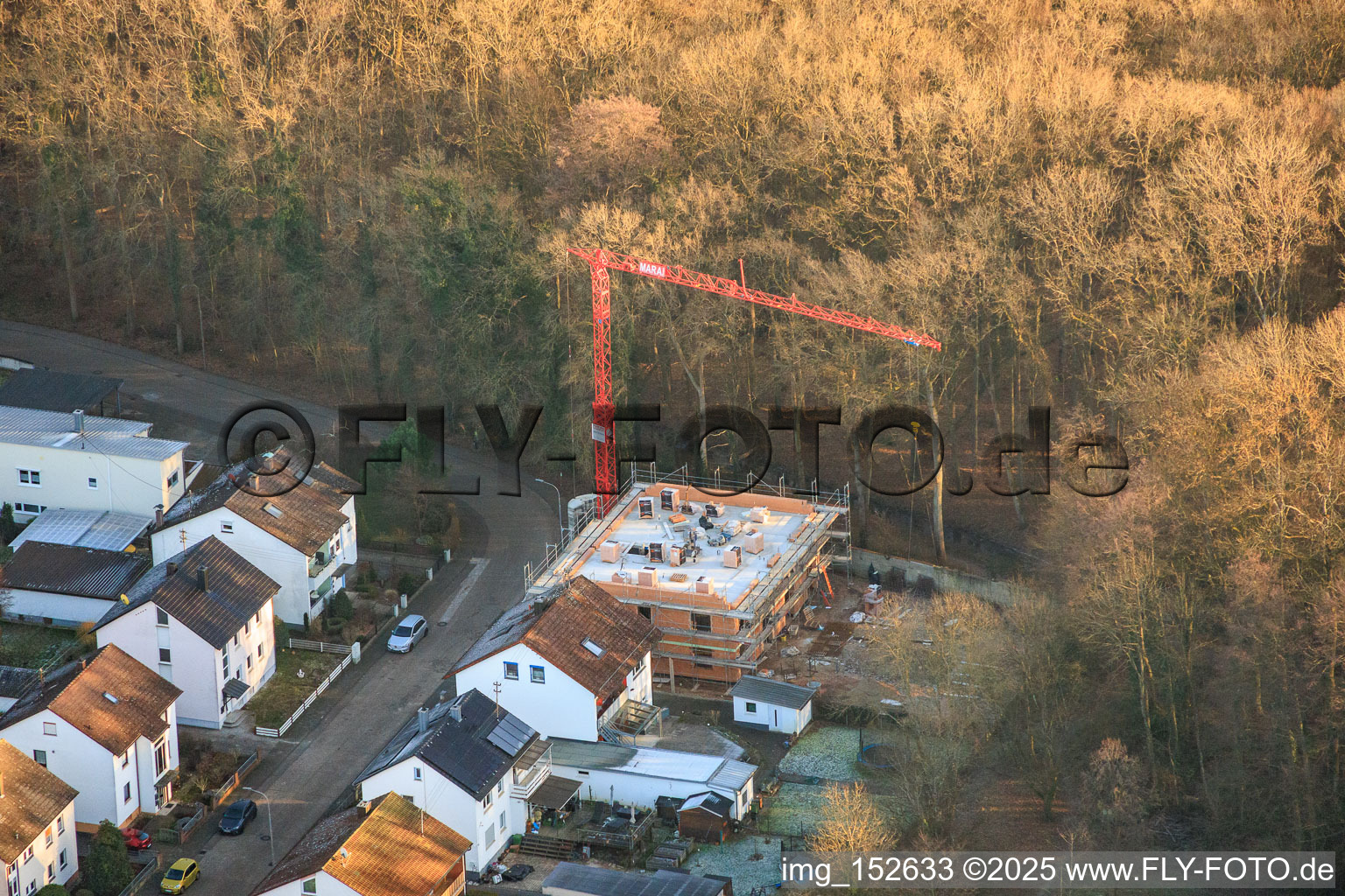 Construction site for a new multi-family house on Elsässer Straße in Kandel in the state Rhineland-Palatinate, Germany