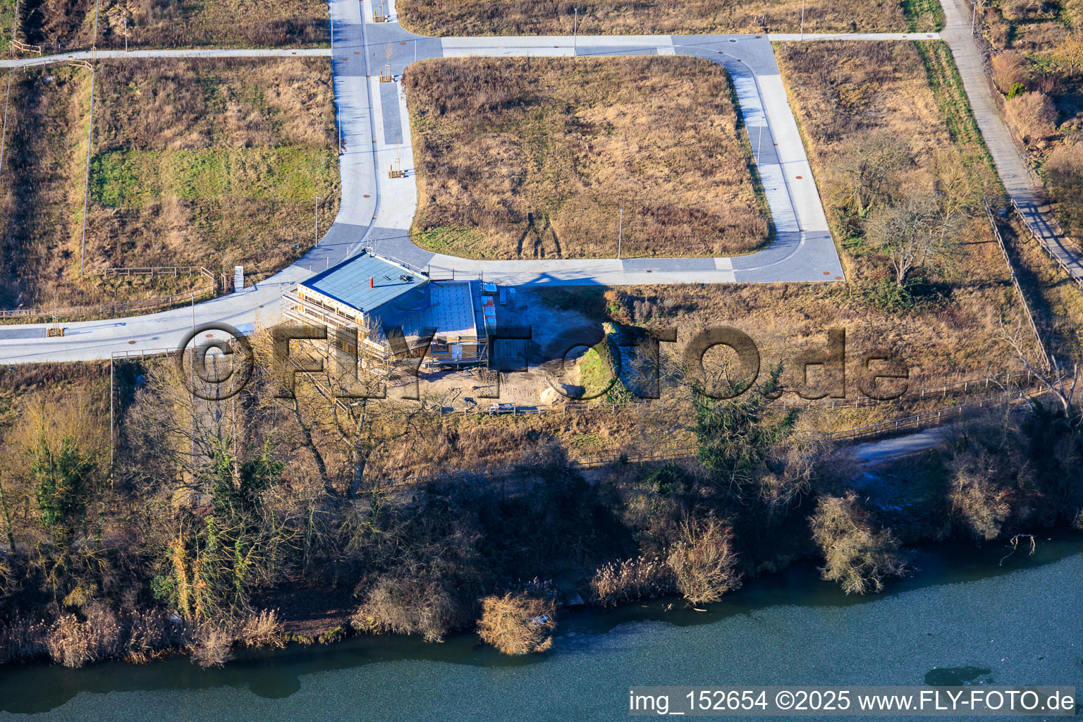 New development area between Michelsbach and Fischmal in Leimersheim in the state Rhineland-Palatinate, Germany out of the air