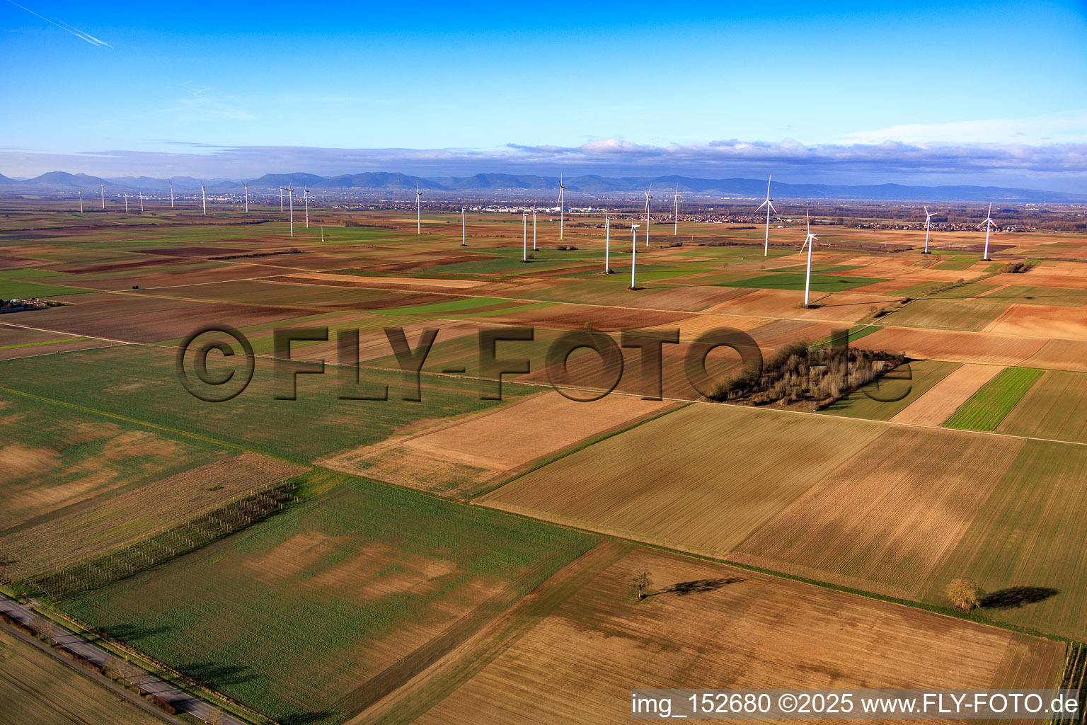 Offenbach and Bellheim wind farm in Herxheim bei Landau in the state Rhineland-Palatinate, Germany