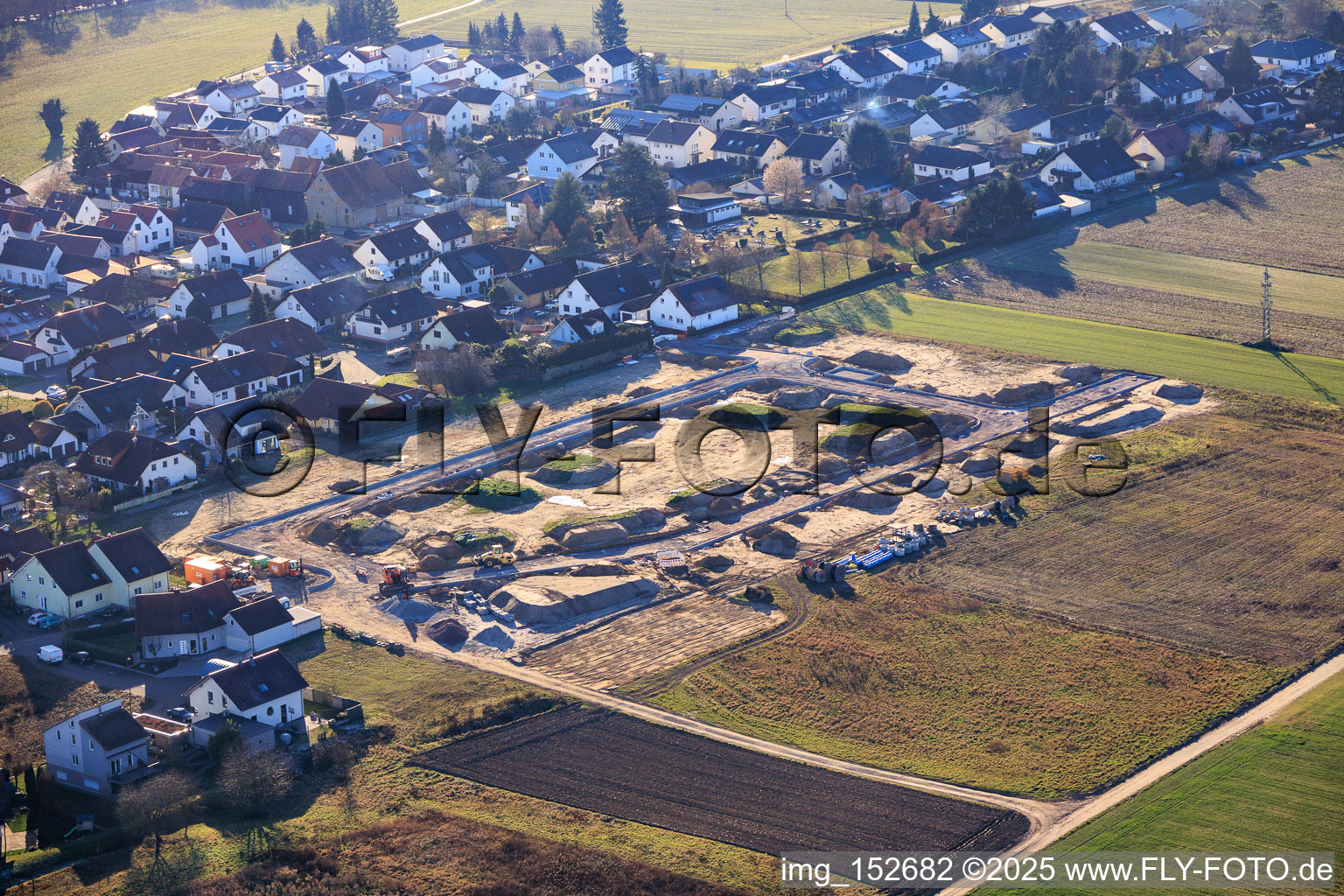 New development area "In den Kieseläckern II" under development in Herxheimweyher in the state Rhineland-Palatinate, Germany