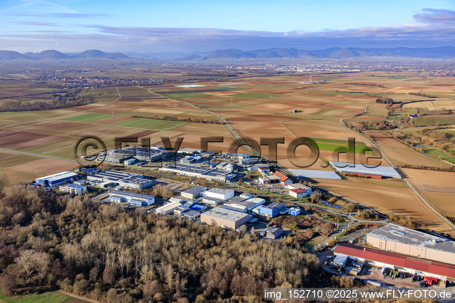 Aerial view of Industrial Park W from the southwest in Herxheim bei Landau in the state Rhineland-Palatinate, Germany
