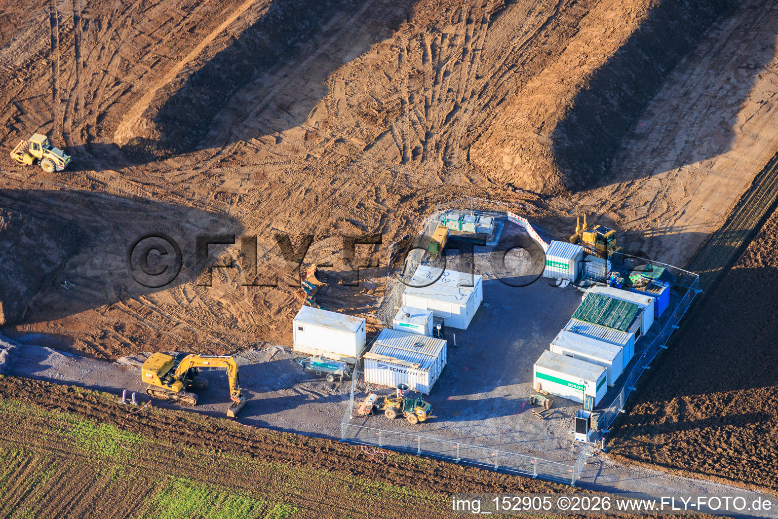 Aerial view of Earthworks in Rohrbach in the state Rhineland-Palatinate, Germany
