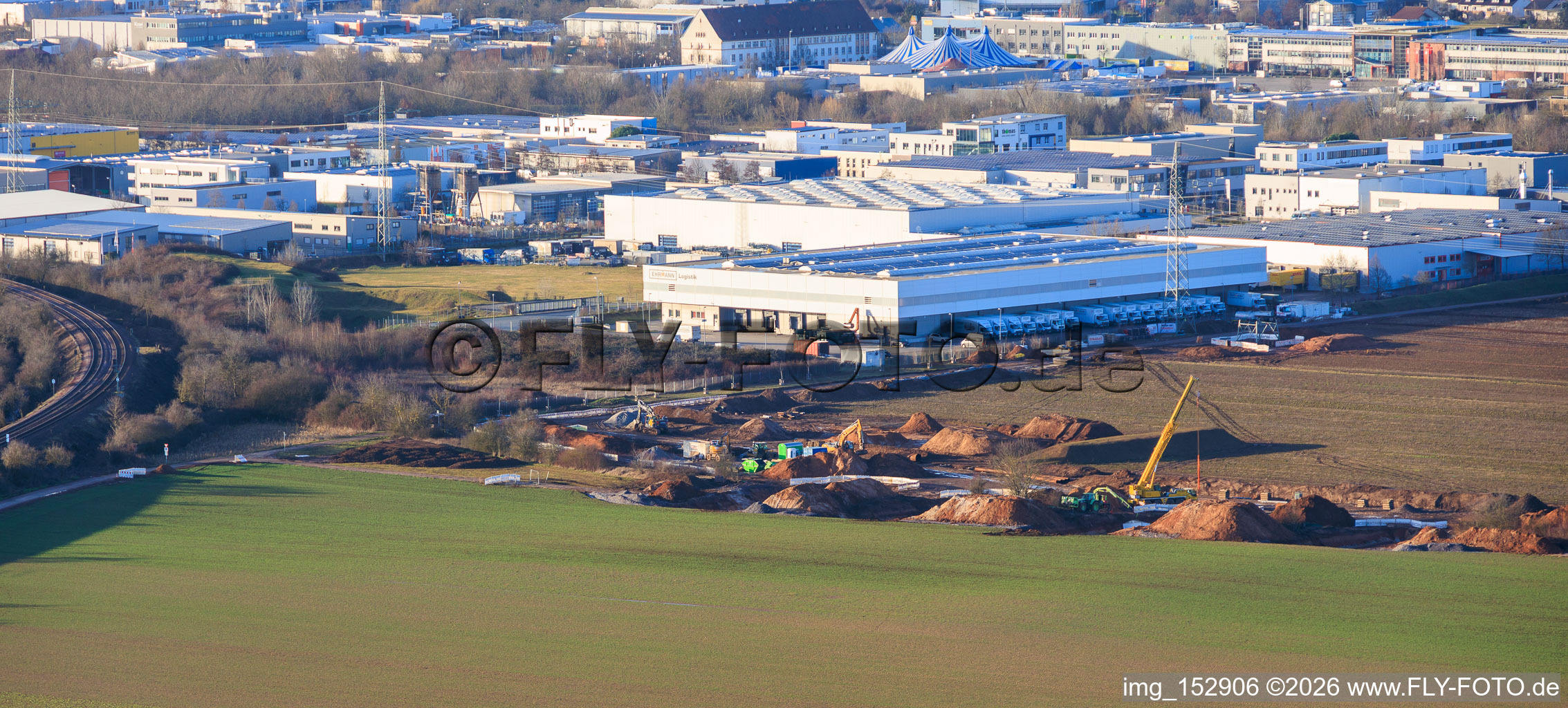 Vulcan Energy construction site for a lithium and geothermal energy extraction plant on the cycle path between Herxheim and Landau in Landau in der Pfalz in the state Rhineland-Palatinate, Germany