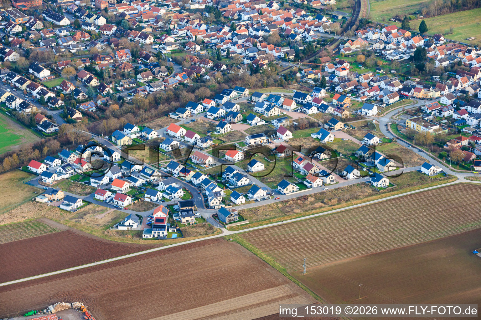 New development area K2 from the northeast in Kandel in the state Rhineland-Palatinate, Germany