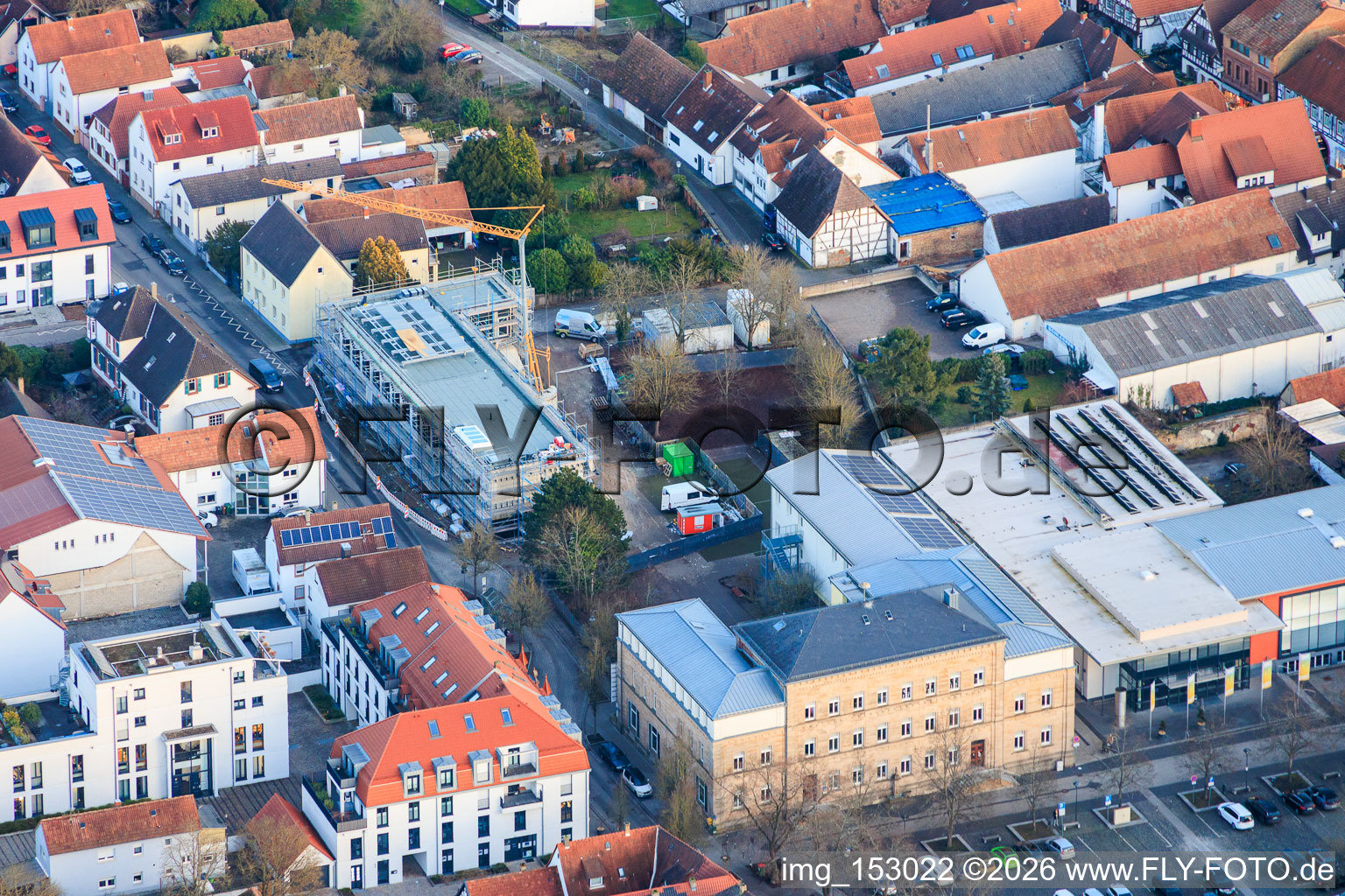 Construction site for a new cafeteria at the Ludwig-Riedinger Elementary School in Kandel in the state Rhineland-Palatinate, Germany