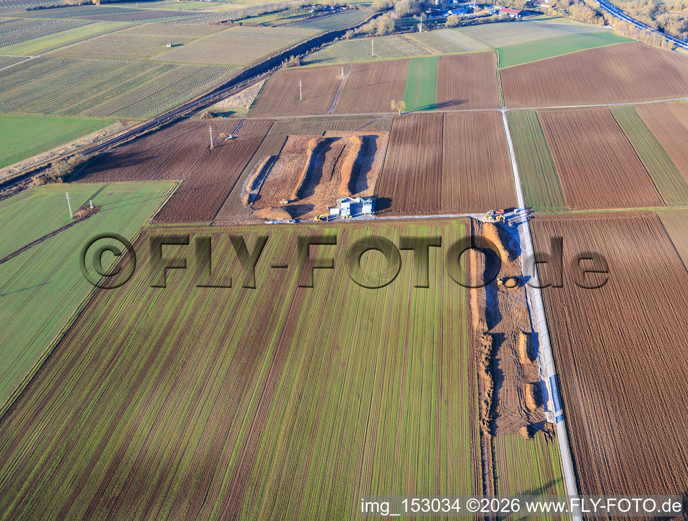 Aerial photograpy of Earthworks in Rohrbach in the state Rhineland-Palatinate, Germany