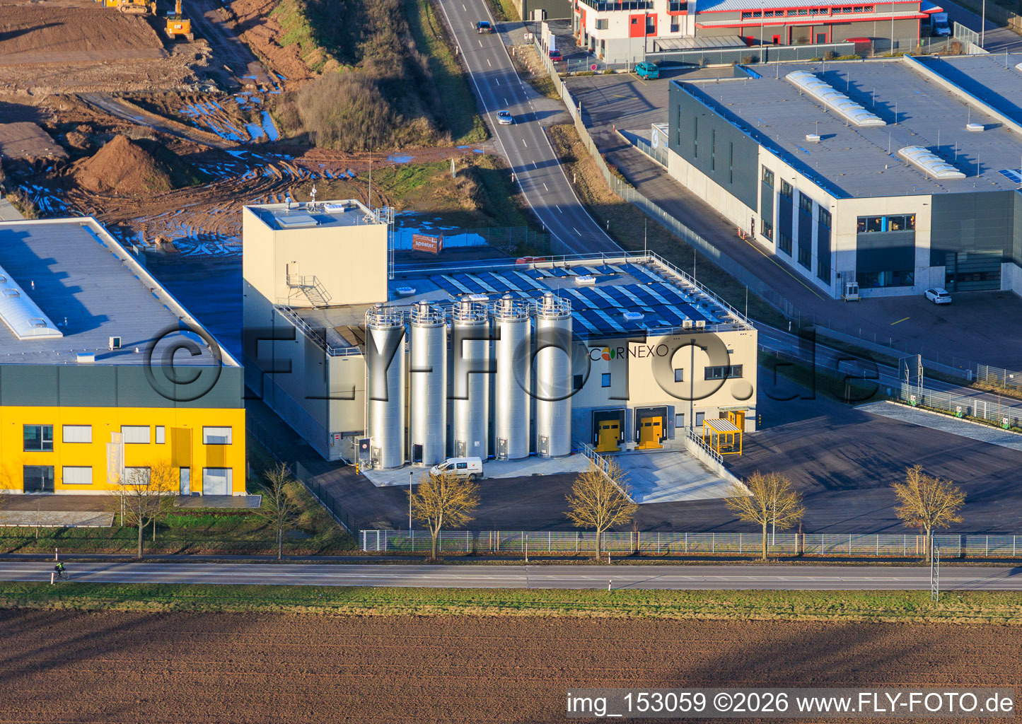 Aerial view of Cornexo GmbH Offenbach in Offenbach an der Queich in the state Rhineland-Palatinate, Germany