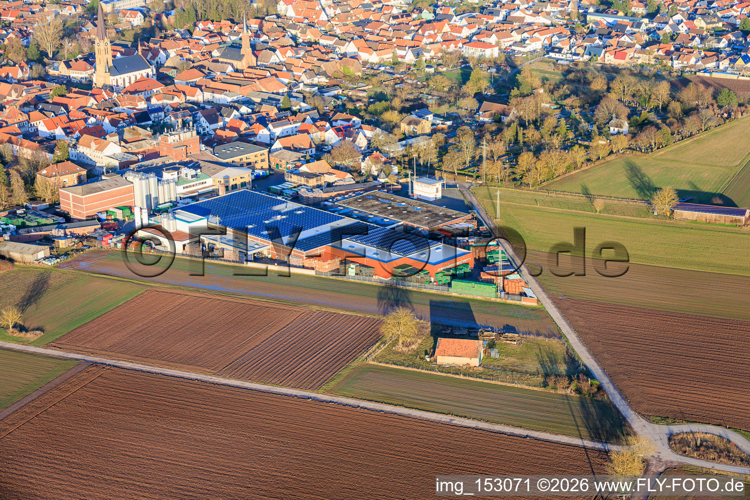 Drone image of BELLHEIMER BREWERY - PARK & Bellheimer Breweries GmbH & Co. KG in Bellheim in the state Rhineland-Palatinate, Germany