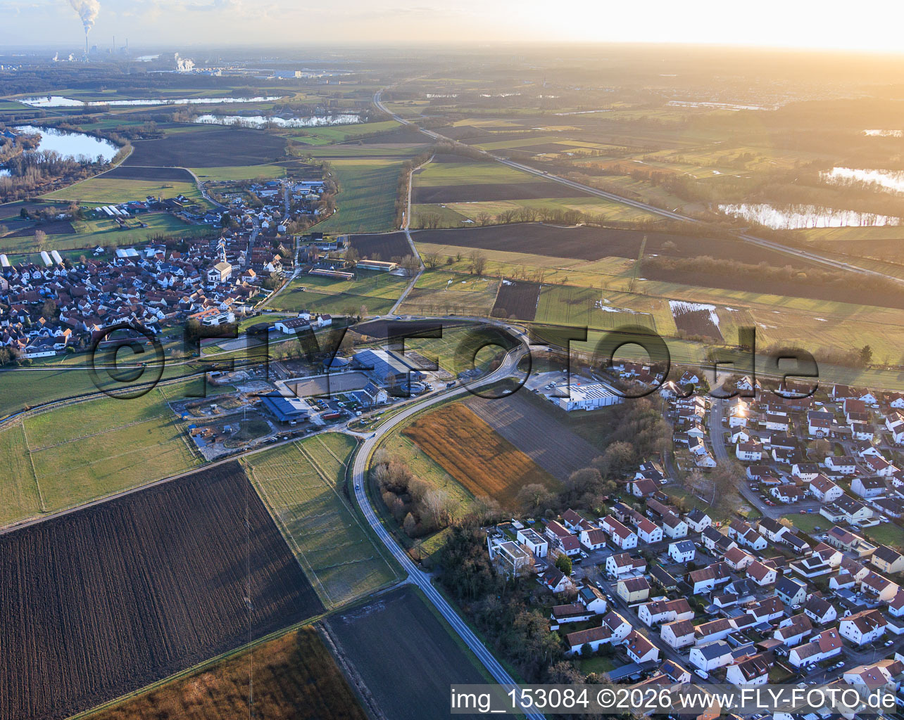 Aerial view of Erlenhof Neupotz in Neupotz in the state Rhineland-Palatinate, Germany
