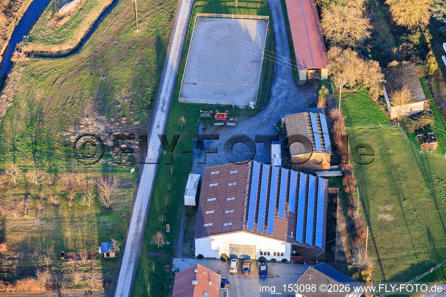 Aerial photograpy of Erlenhof Neupotz in Neupotz in the state Rhineland-Palatinate, Germany