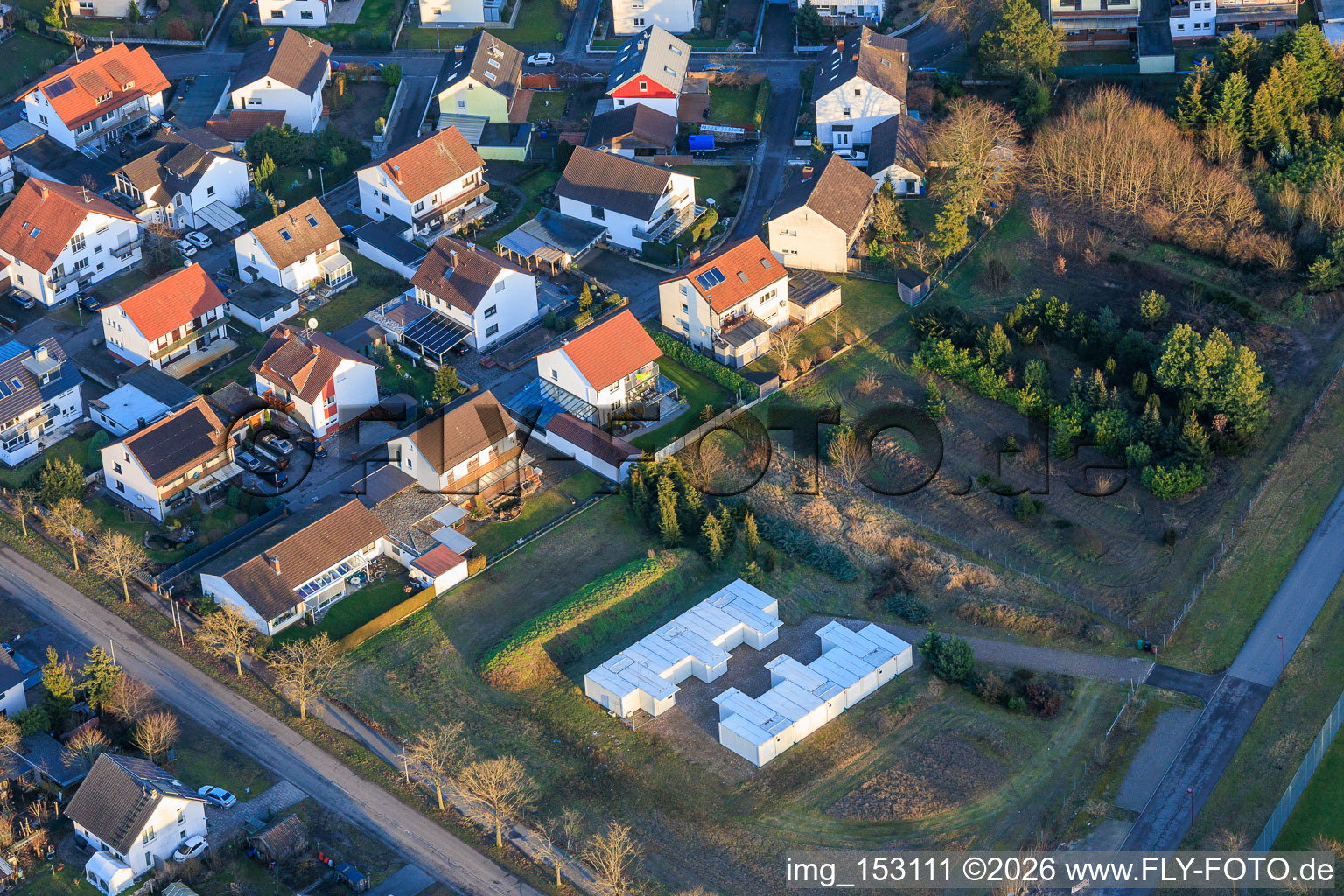 Lessingstrasse and container depot on Kandeler Strasse in Rheinzabern in the state Rhineland-Palatinate, Germany