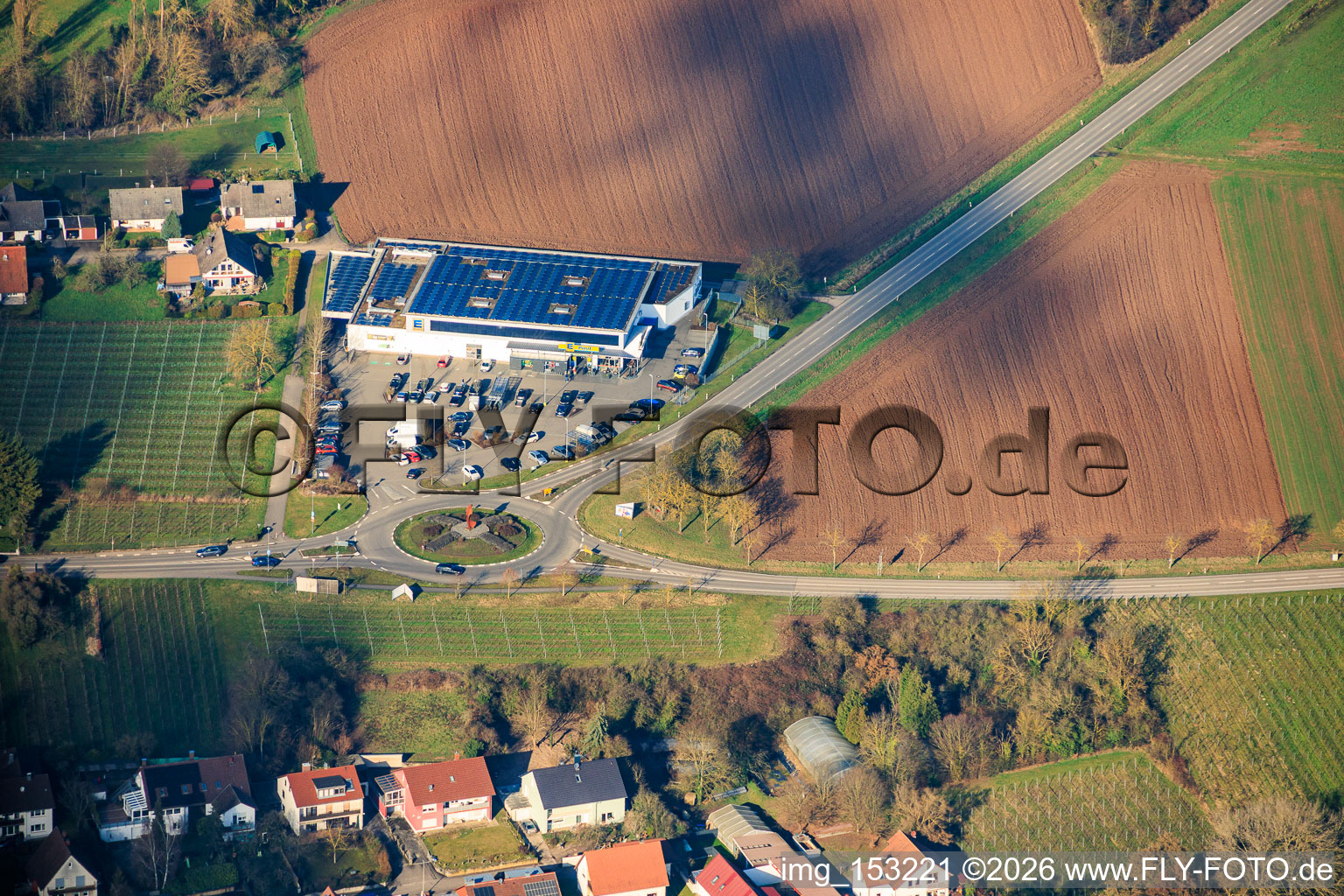 EDEKA Paul in the district Appenhofen in Billigheim-Ingenheim in the state Rhineland-Palatinate, Germany from above