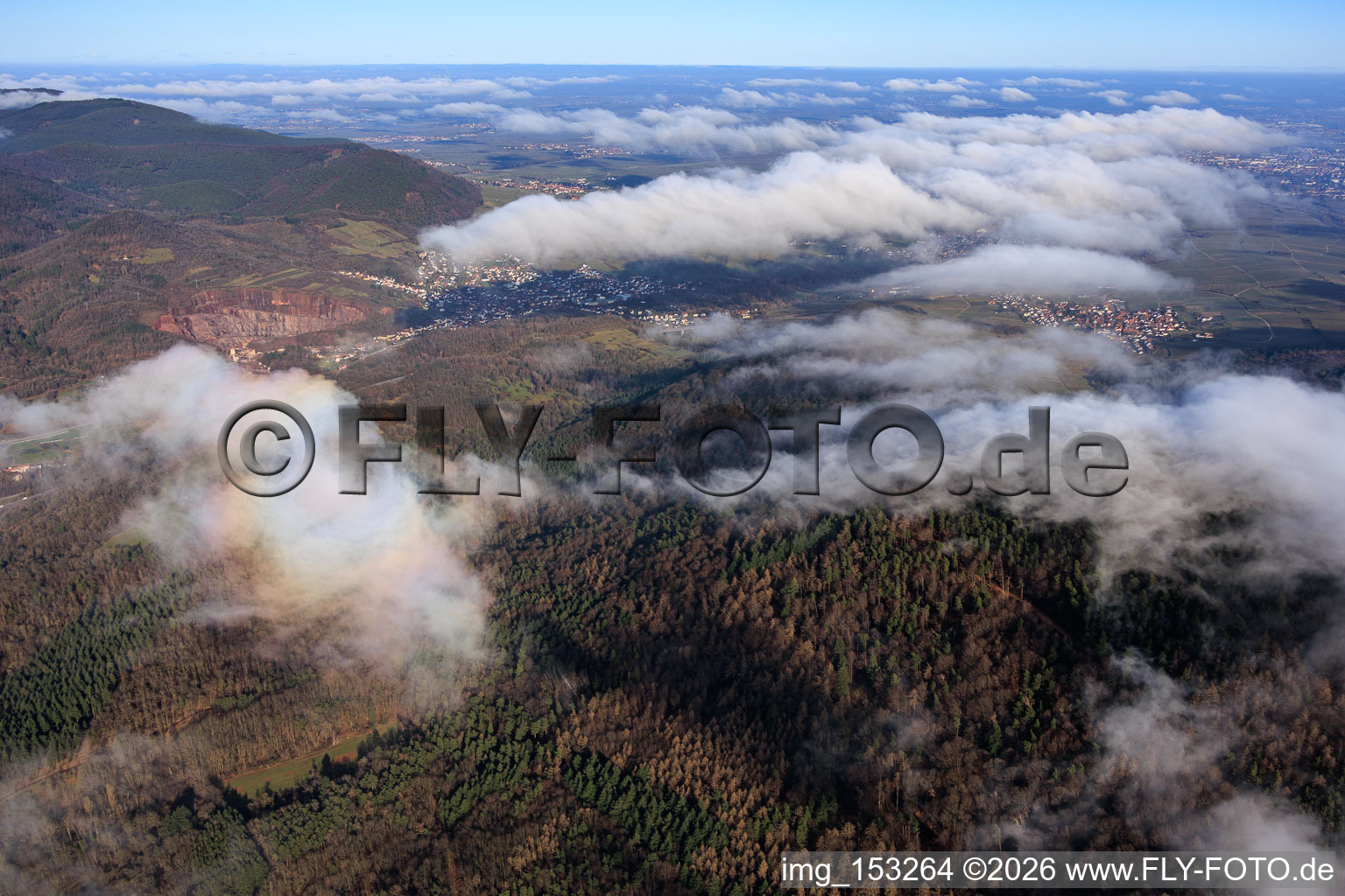 View over the Hohenberg from the southwest in Albersweiler in the state Rhineland-Palatinate, Germany
