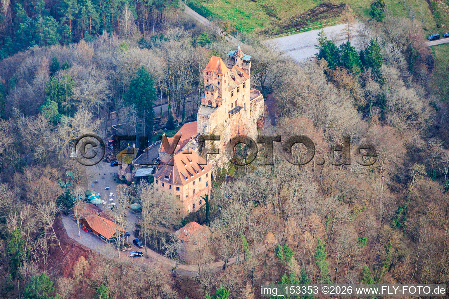 Berwartstein Castle from the west in Erlenbach bei Dahn in the state Rhineland-Palatinate, Germany