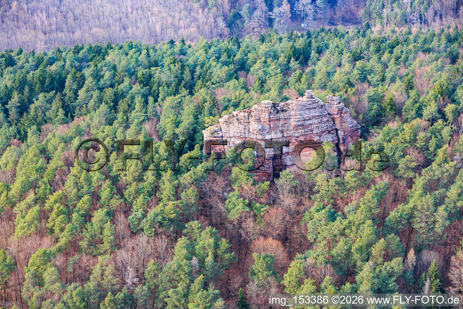 Natural monument Fladensteine (variegated sandstone rocks) in Bundenthal in the state Rhineland-Palatinate, Germany