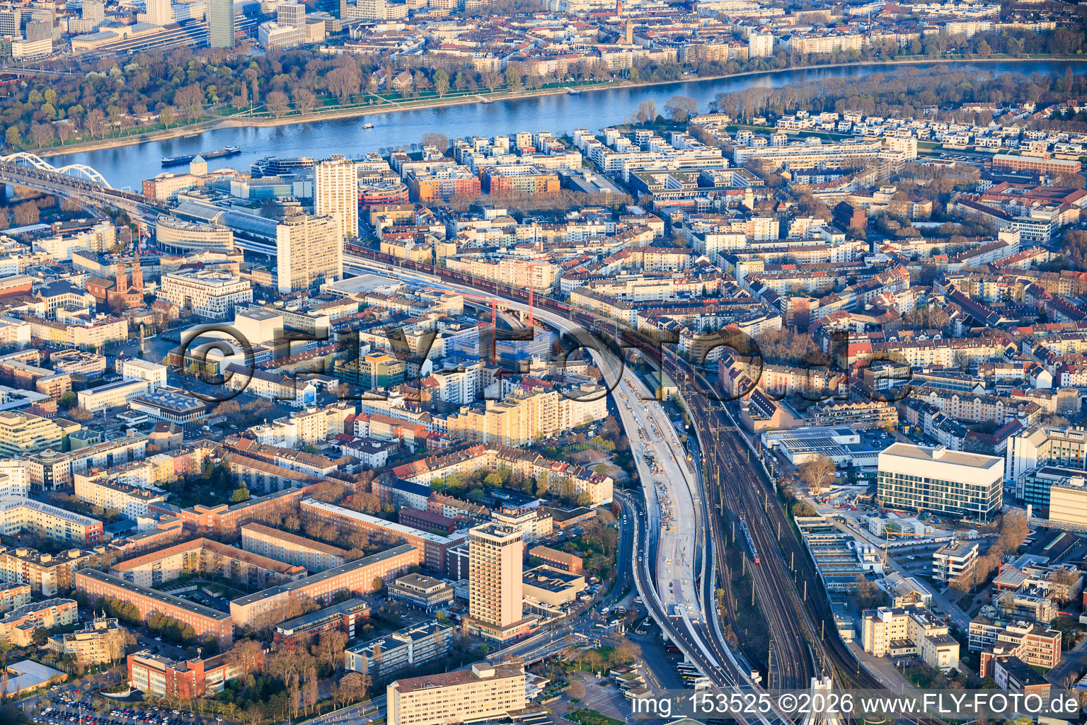 Construction site of the newly built elevated highway south (B37) from the main train station to the Konrad-Adenauer-Bridge over the Rhine in the district Mitte in Ludwigshafen am Rhein in the state Rhineland-Palatinate, Germany