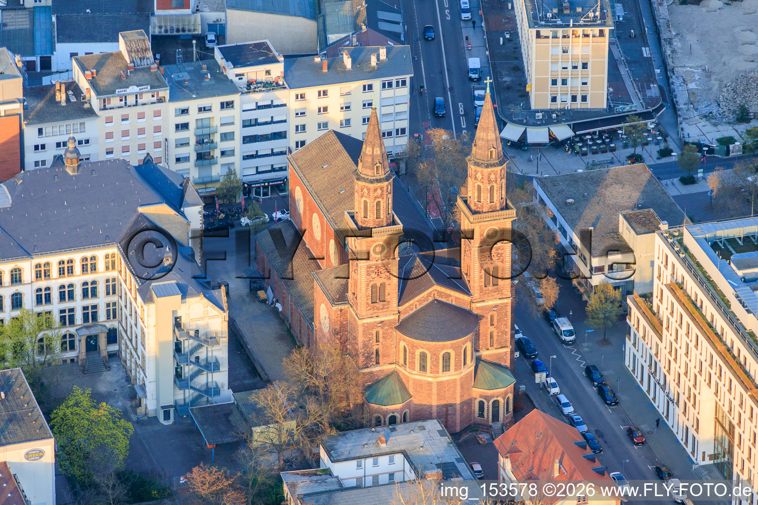 St. Ludwig Church on Wredestraße in the district Mitte in Ludwigshafen am Rhein in the state Rhineland-Palatinate, Germany