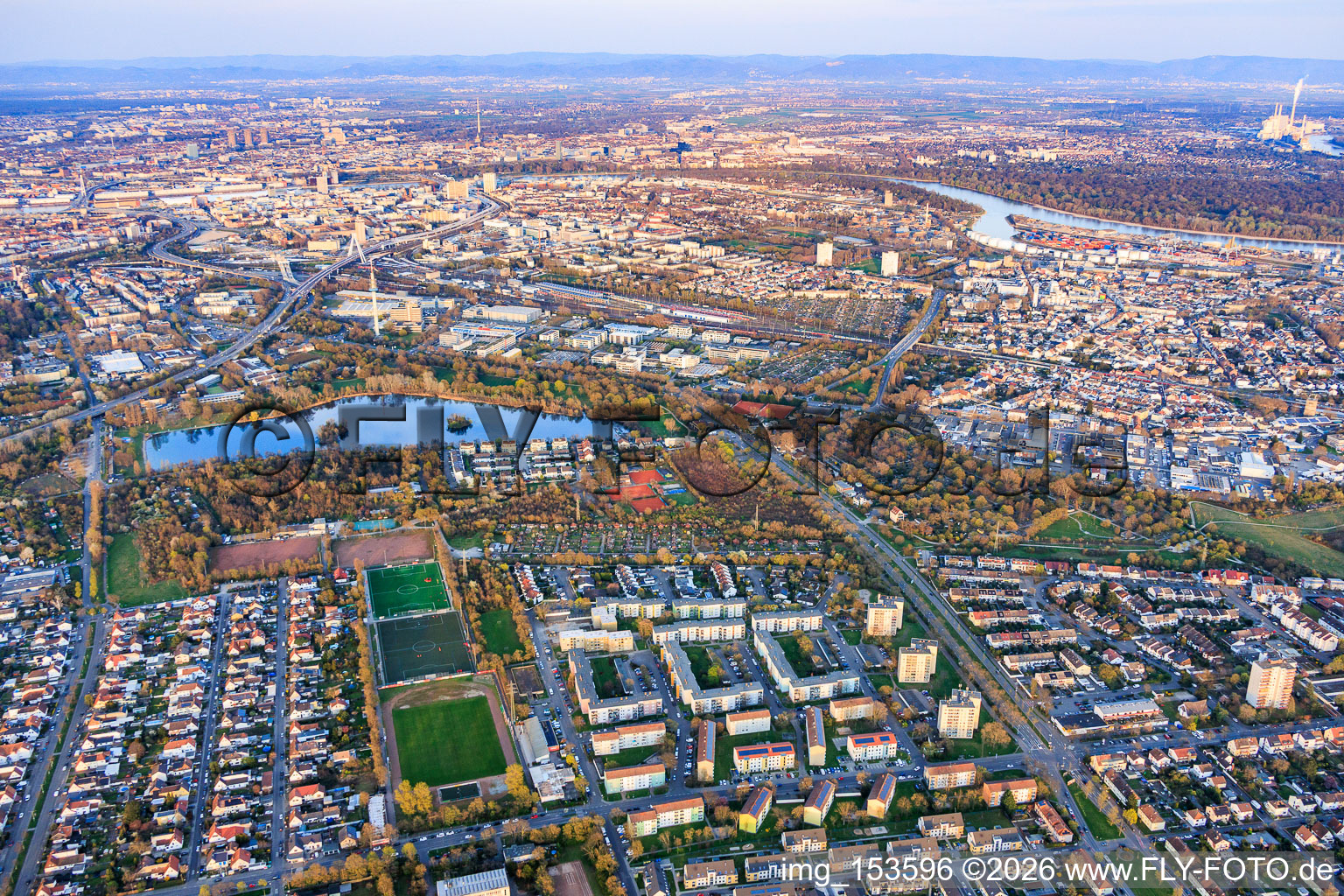 Sports fields at the Abbey Street in the district Gartenstadt in Ludwigshafen am Rhein in the state Rhineland-Palatinate, Germany
