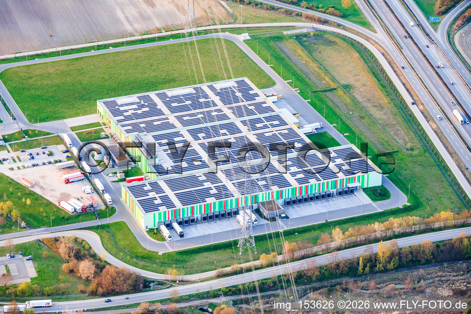 New halls of the Pfalzmarkt for fruit and vegetables eG in Mutterstadt in the state Rhineland-Palatinate, Germany