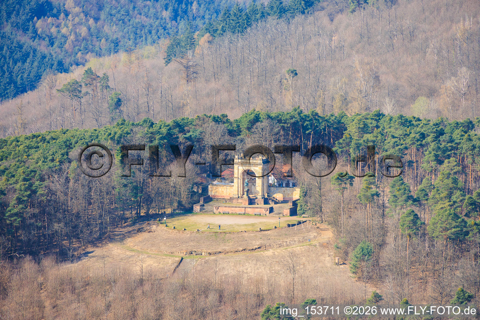 Cleared platform in front of the renovated Victory and Peace Monument in Edenkoben in the state Rhineland-Palatinate, Germany