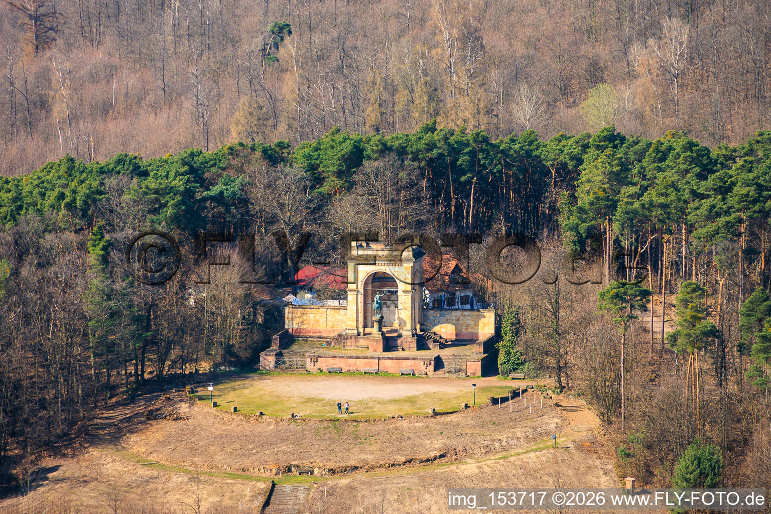 Cleared platform in front of the renovated Victory and Peace Monument in Edenkoben in the state Rhineland-Palatinate, Germany