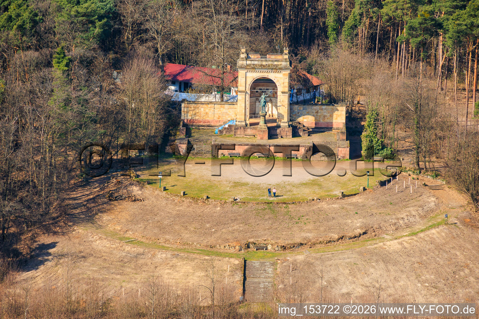 Cleared platform in front of the renovated Victory and Peace Monument in Edenkoben in the state Rhineland-Palatinate, Germany