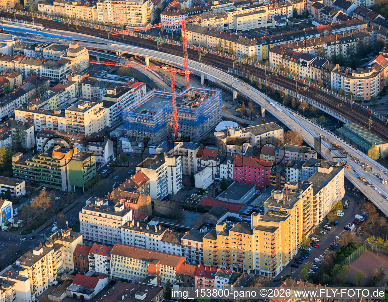 Residential development in Benckiser and Westendstrasse in the district Mitte in Ludwigshafen am Rhein in the state Rhineland-Palatinate, Germany