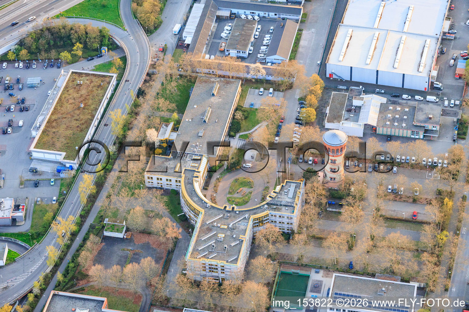 Media:TURM Ludwigshafen, DEKRA Academy Ludwigshafen at the water tower of the former slaughterhouse in Ludwigshafen in the district West in Ludwigshafen am Rhein in the state Rhineland-Palatinate, Germany