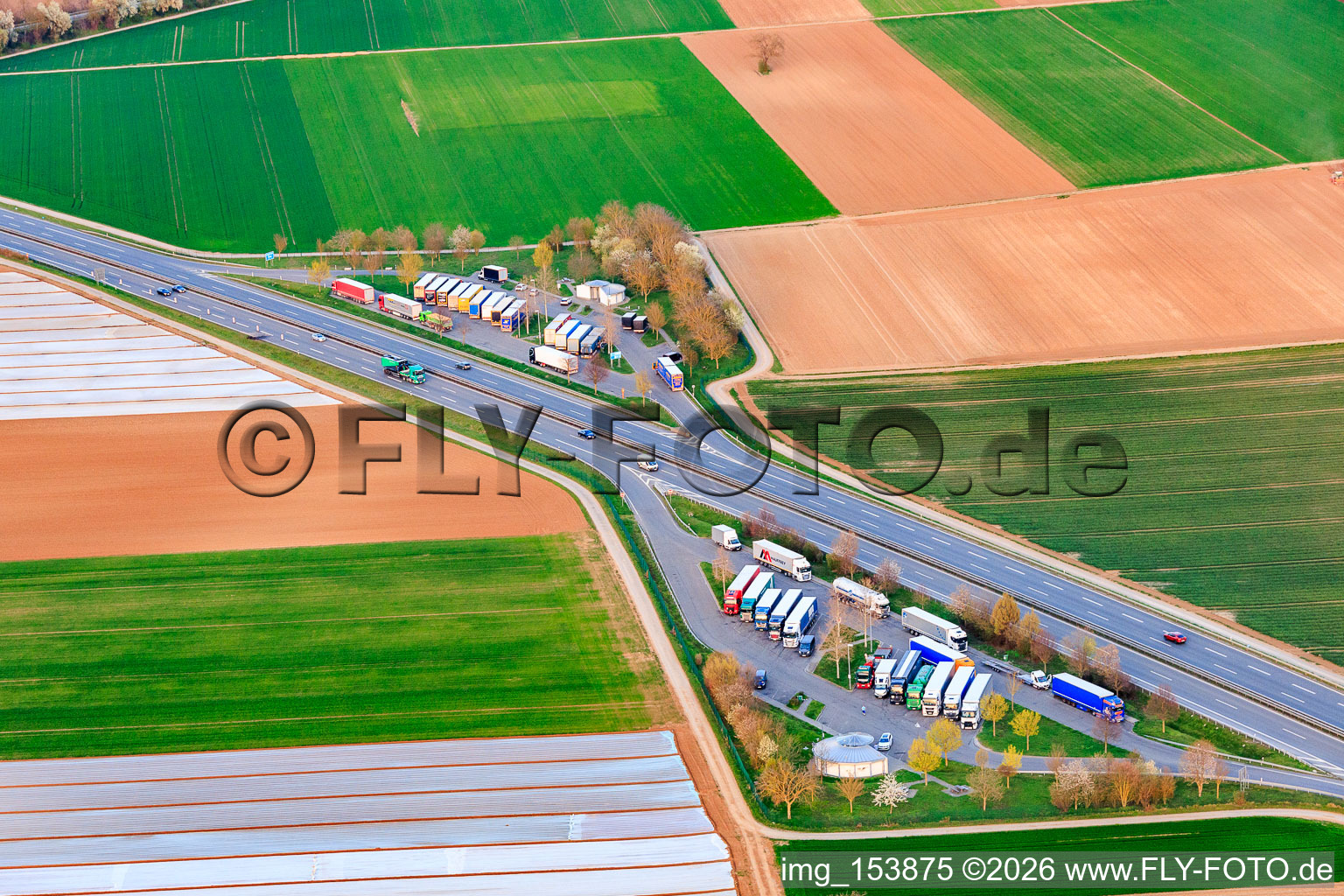 Spielberg parking lot on the A65 in Haßloch in the state Rhineland-Palatinate, Germany