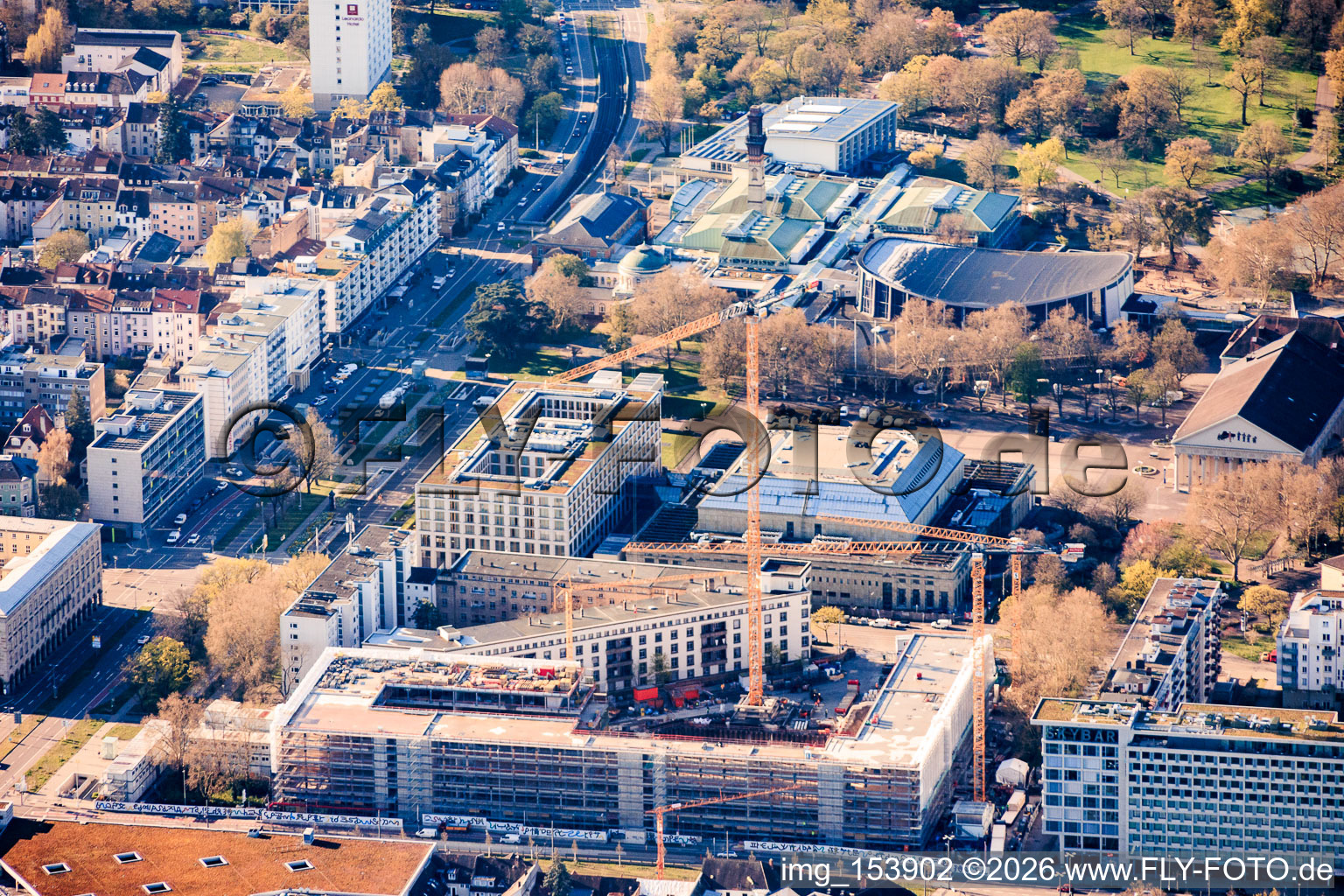 KARLA construction site on Kriegstraße in front of the town hall Karlsruhe at the fairground and Novotel Karlsruhe City in the district Südweststadt in Karlsruhe in the state Baden-Wuerttemberg, Germany