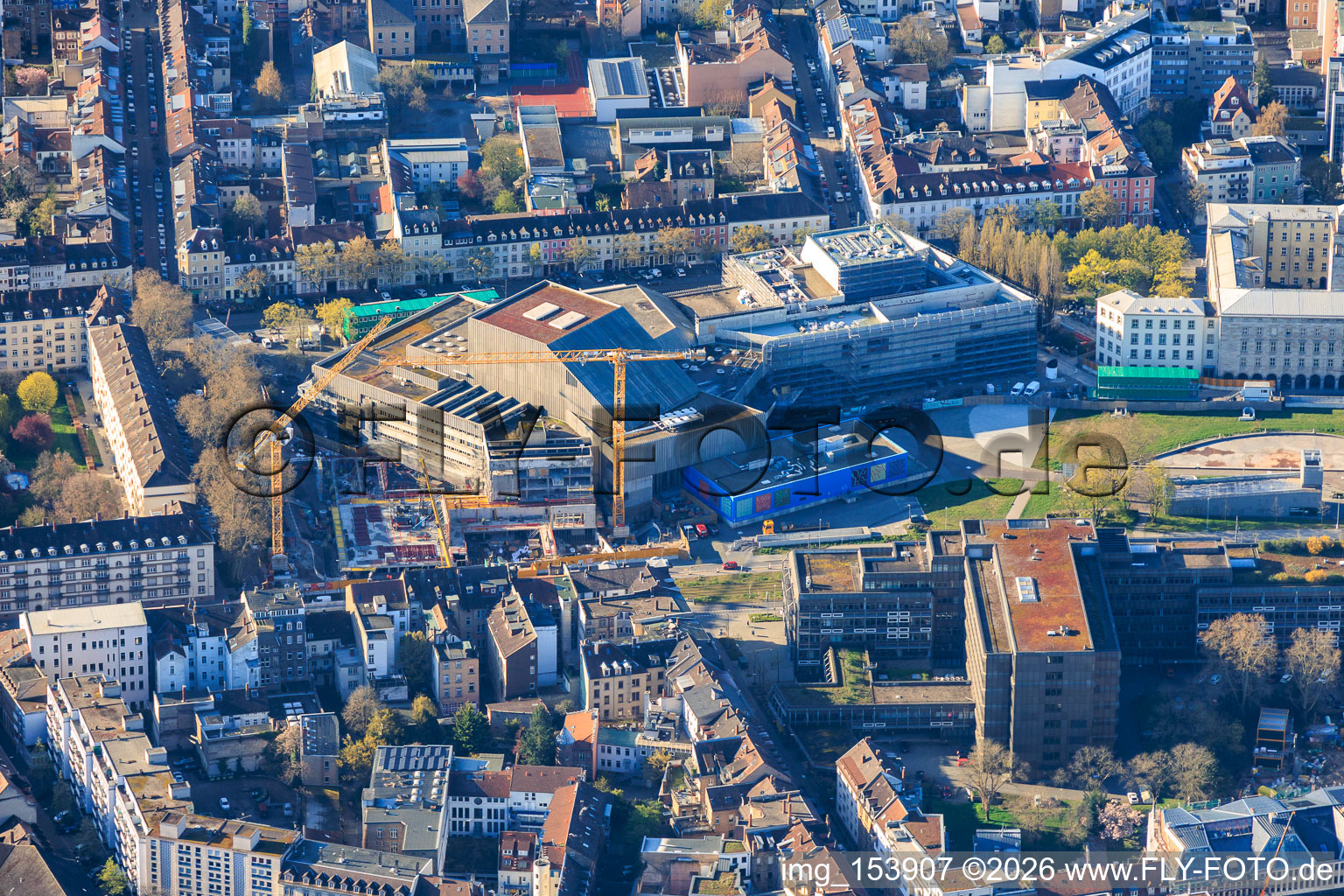 Construction site of the Baden State Theatre in the district Südstadt in Karlsruhe in the state Baden-Wuerttemberg, Germany
