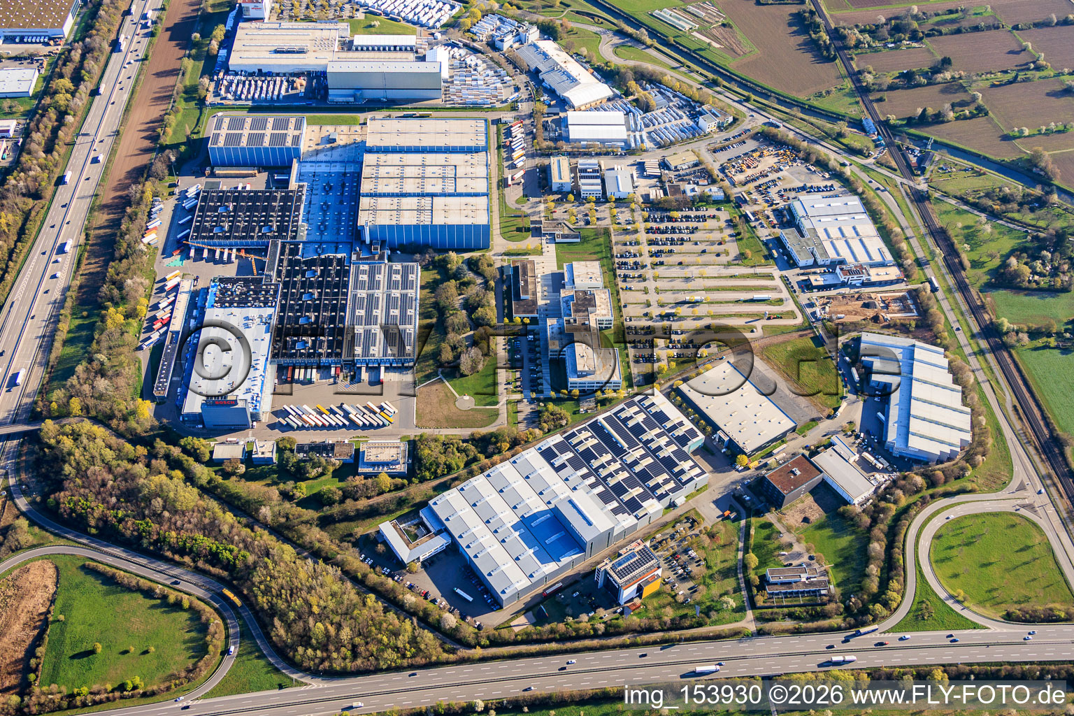 Industrial Park Auf der Breit in the district Durlach in Karlsruhe in the state Baden-Wuerttemberg, Germany