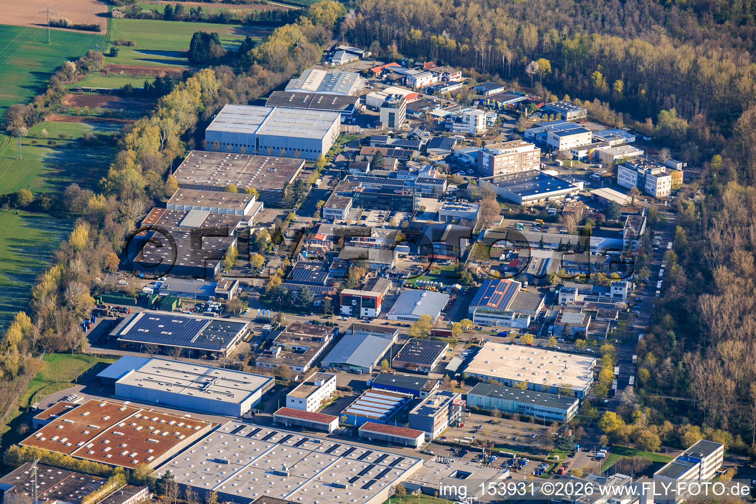 Industrial Park An der Roßweid in the district Grötzingen in Karlsruhe in the state Baden-Wuerttemberg, Germany