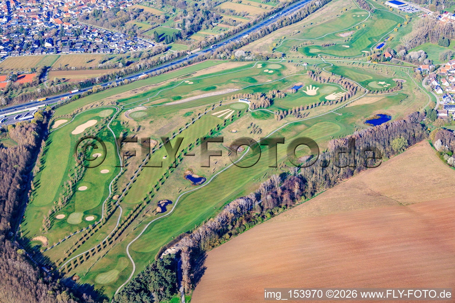 Golf course Golfpark Karlsruhe - GOLF absolute at Gut Batzenhof in the district Hohenwettersbach in Karlsruhe in the state Baden-Wuerttemberg, Germany